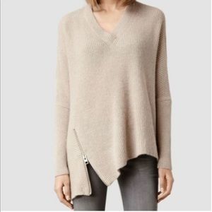 All Saints Able Jumper Oversized Knit with Zipper Size Small